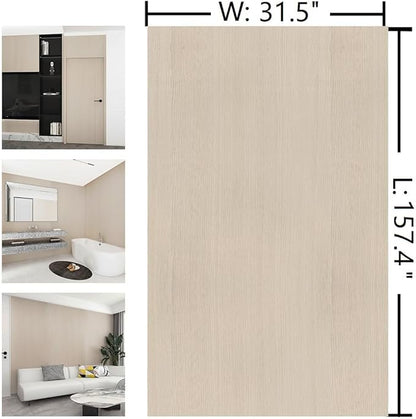 Boobest 31.5"x157" Large Size Peel and Stick Wallpaper Beige Wood Look Contact Paper for Walls Furniture Waterproof Wood Vinyl Film for Bathroom Bedroom Living Room Kitchen Temporary Modern Wallpaper