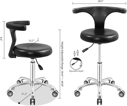 Rolling Stool Task Chair Drafting Adjustable with Wheels and Backrest Heavy Duty for Office Kitchen Medical Dentist Shop Lab and Home(Without Footrest)