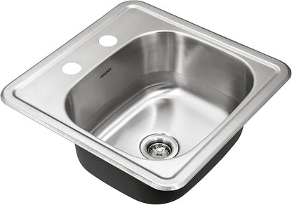 Houzer Hospitality Stainless Steel Kitchen Bar & Prep Sink - 18 Inch Drop-In Topmount Round Sink for Bar & Kitchen, Durable & Versatile, Nested 40-Pack - 1515-6BS-40