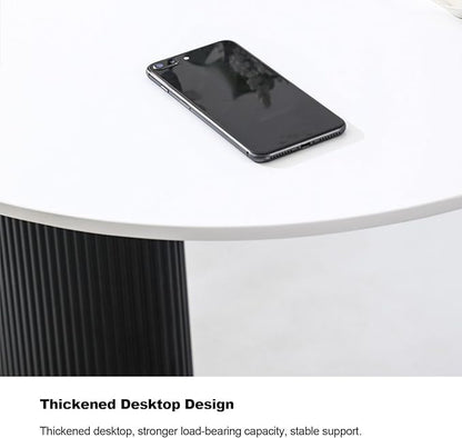 Oval Wooden Dining Table, Modern Farmhouse Kitchen Table, Simplicity Metal Pedestal Base Kitchen Table, Small Space Kitchen Table for Kitchen,Dining Room,Negotiation Room,Cafe,Black a