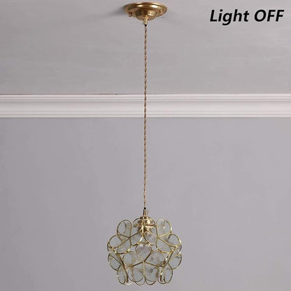 Bieye L10744 Petals Tiffany Style Stained Glass Ceiling Pendant Light with 8-inch Wide Lampshade (Clear, 8" Cherry Blossom)