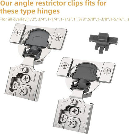 Furniware Cabinet Door Angle Restriction,30 Pieces 86 Degree Angle Restriction Hinge Clip for Soft Close Cabinet Hinges, Hinge Opening Angle Restrictor Clip, Nylon