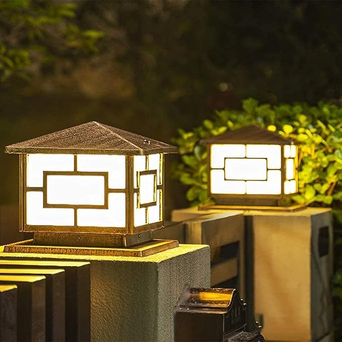 Pillar Lights Outdoor, E26 Waterproof Light Fixture Aluminum Glass Post Column Lamp Victorian Fence Garage Pavilion Courtyard Lighting ( Color : Bronze )¡­, S-Bronze
