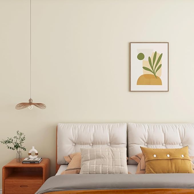 Decotalk 30"x120" Beige Wallpaper Peel and Stick Solid Beige Wall Paper Cream Contact Paper Solid Color Contactpaper Cream Wallpaper for Bedroom Wall Removable Cabinet Vinyl Wrap Self Adhesive