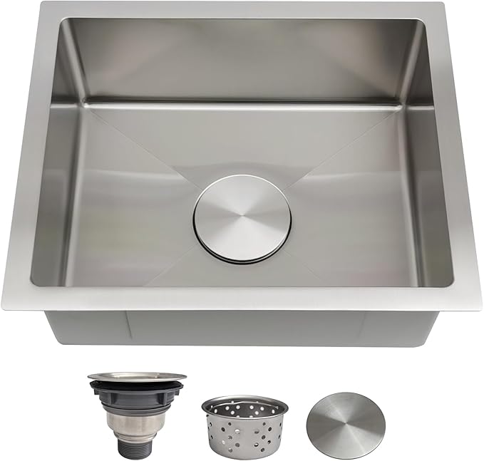 15x18 Inch Bar Sink Undermount – Delironexu 18 Gauge Stainless Steel Small Kitchen Sink, 15"x18"x7" Small Bar Sinks, Single Bowl Wet bar sink with Brushed Finish for Outdoor, RV, and Prep Use