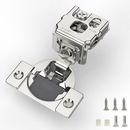 Furniware 60 Pieces 1-1/4 inch Overlay Soft Close Hinges for Kitchen Cabinet Hinges Satin Nickel Hidden Hinges Soft Closing Cabinet Hinges Stainless Steel Concealed Hinge self Closing 105 Degree