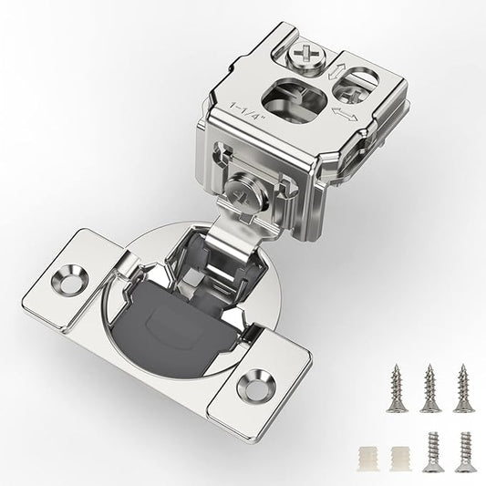 Furniware 30 Pieces 1-1/4 inch Overlay Soft Close Hinges for Kitchen Cabinet Hinges Satin Nickel Hidden Hinges Soft Closing Cabinet Hinges Stainless Steel Concealed Hinge self Closing 105 Degree