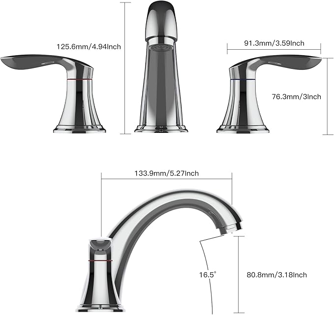 Bathroom Sink Faucet, Faucet for Bathroom Sink, Widespread Chrome Bathroom Faucet 3 Hole with Stainless Steel Pop Up Drain and cUPC Lead-Free Hose - (Chrome 2 Packs)