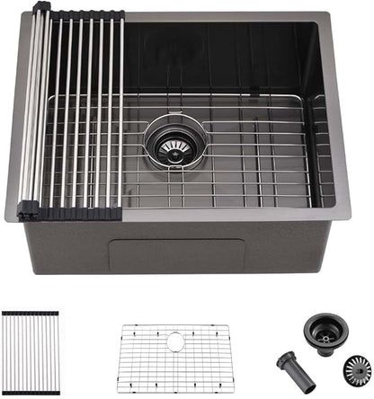Stainless Steel Undermount Laundry Sink Black -Wesliv 23x18x12 Stainless Steel Undermount Utility Sink Matte Black 16 Gauge Single Bowl Laundry Room Sinks Outdoor Utility Sink