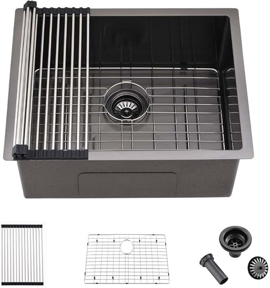 Stainless Steel Undermount Laundry Sink Black -Wesliv 23x18x12 Stainless Steel Undermount Utility Sink Matte Black 16 Gauge Single Bowl Laundry Room Sinks Outdoor Utility Sink