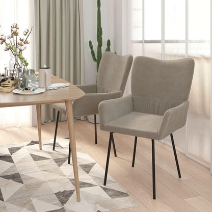 Light Gray Velvet Dining Chairs 2-Piece Set with Sturdy Metal Frame, Ergonomic Armrests for Kitchen, Living Room, Modern Farmhouse Furniture