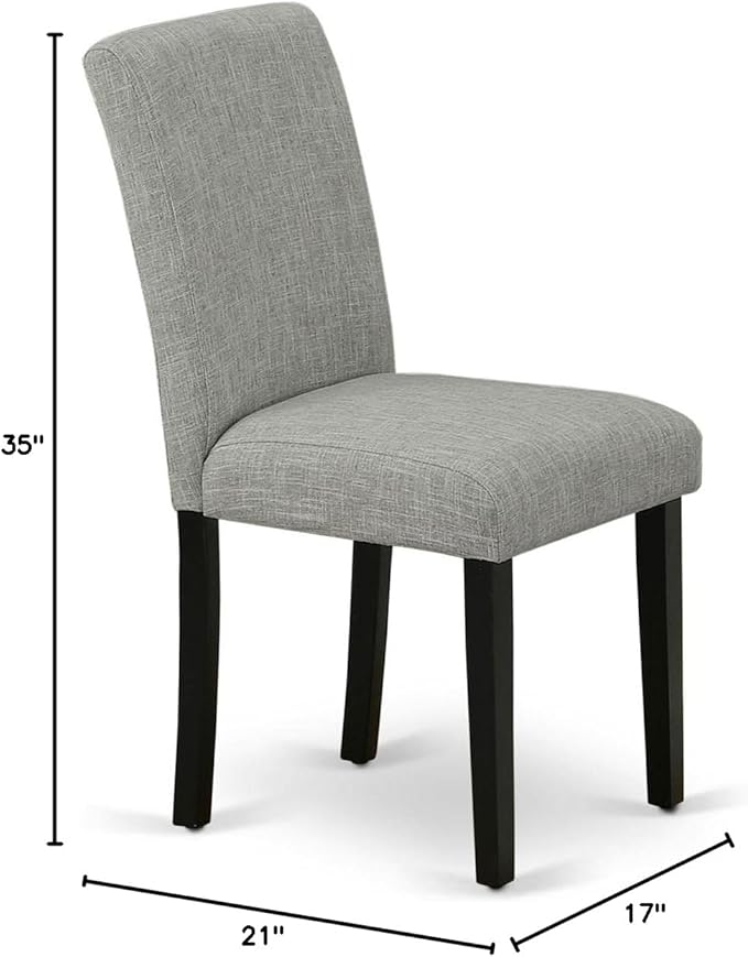 East West Furniture ABP1T06 Abbott Parson Dining Room Chairs - Shitake Linen Fabric Upholstered Chairs, Set of 2, Black