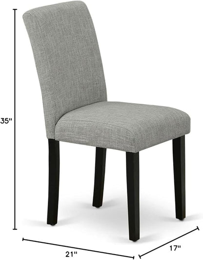 East West Furniture ABP1T06 Abbott Parson Dining Room Chairs - Shitake Linen Fabric Upholstered Chairs, Set of 2, Black