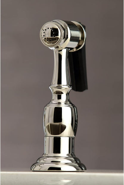 Kingston Brass KS3276ALBS Restoration Bridge Kitchen Faucet, Polished Nickel, 13.06 x 14.06 x 9.44