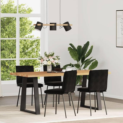4-Piece Black Velvet Dining Chairs Set Modern Accent Chairs for Kitchen Dining Room Living Room Furniture with Metal Wood Frame