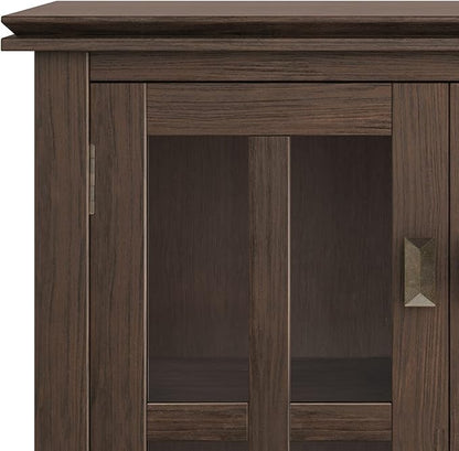 SIMPLIHOME Artisan SOLID WOOD 30 Inch Wide Contemporary Low Storage Cabinet in Farmhouse Brown, For the Living Room, Entryway and Family Room