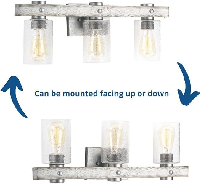Progress Lighting Gulliver Collection 3-Light Clear Seeded Glass Coastal Bath Vanity Light Galvanized