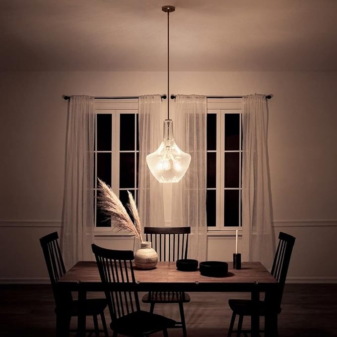 Kichler Everly 22.75" 3 Light Bell Pendant Clear Seeded Glass Olde Bronze®