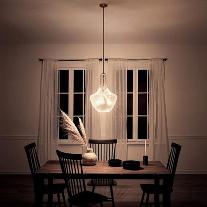 Kichler Everly 22.75" 3 Light Bell Pendant Clear Seeded Glass Olde Bronze®