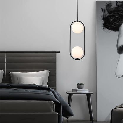 SeeU Modern Style Pendant Lighting Mid Century Pendant Light Fixture Hanging Lighting Fixture Vintage Style with White Globe Glass Lampshade Pendant Chandelier for Kitchen Island Dining Room Bedroom