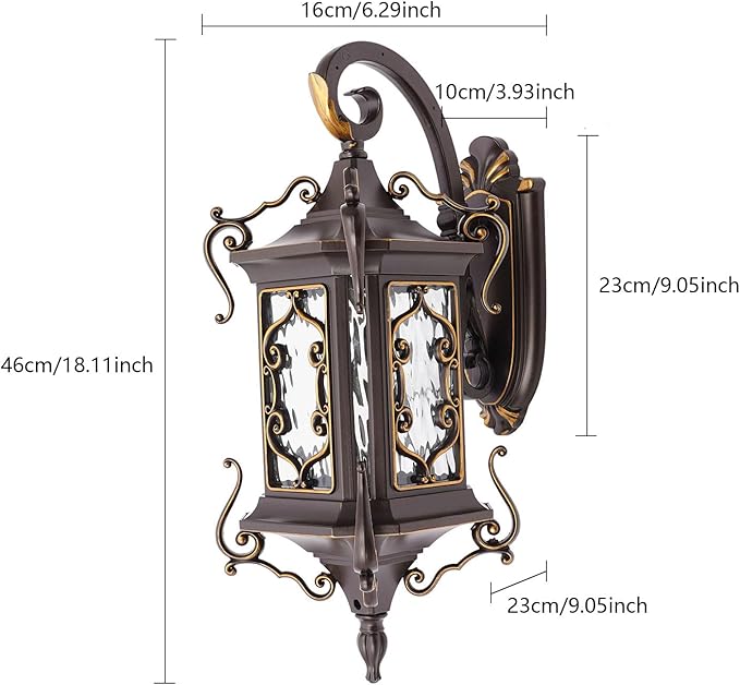 Outdoor Wall Light Fixtures, IP55 Waterproof Outside Wall Lantern Retro Exterior Wall Sconces Vintage Wall-Mounted Lights for Garage House Porch Doorway, E26 w/o Bulb