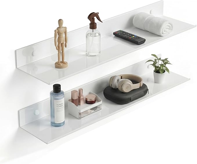 Z metnal Wall Shelves, Floating Shelves, Metal Bathroom Shelf for Storage Organization, Aluminum, Wall Mounted, White, 20 inch, 2 Pack