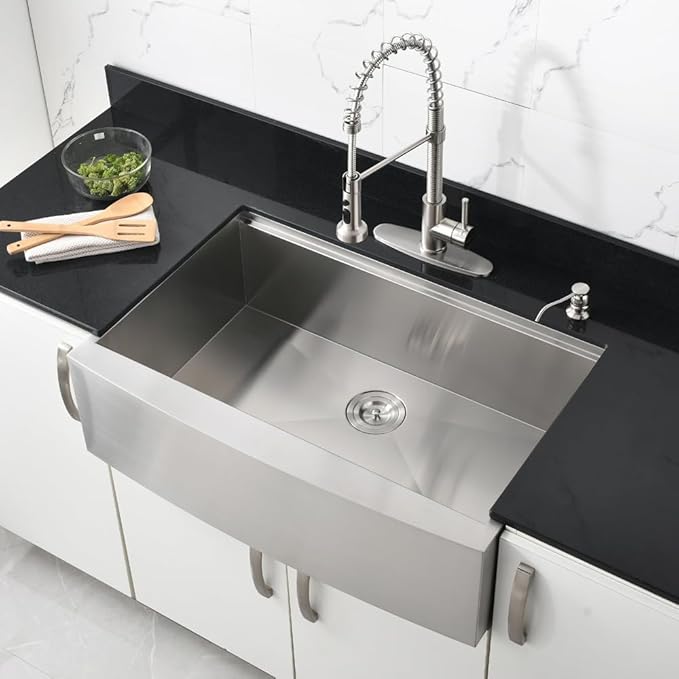33 Inch Stainless Steel Farmhouse Sink Workstation-Bokaiya 33x22 Apron Front Farm Sink 16 Gauge Single Bowl Farmhouse Kitchen Sink with Cutting Board