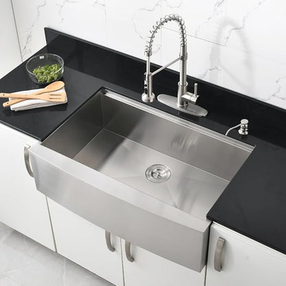 33 Inch Stainless Steel Farmhouse Sink Workstation-Bokaiya 33x22 Apron Front Farm Sink 16 Gauge Single Bowl Farmhouse Kitchen Sink with Cutting Board