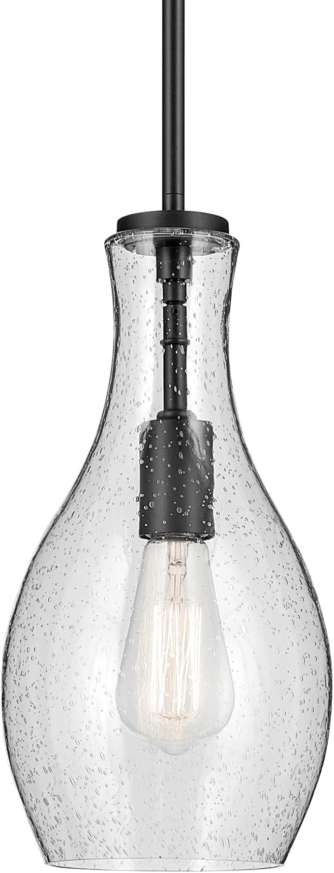 Everly 13.75" 1-Light Bell Pendant with Clear Glass in Black, for a Kitchen Island, Dining Nook, or Home Bar, (13.75" x 7") 42456BK