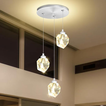 Silver Pendant Light Dimmable LED 3-Light Modern Pendant Light Kitchen Island Dining Room Bar