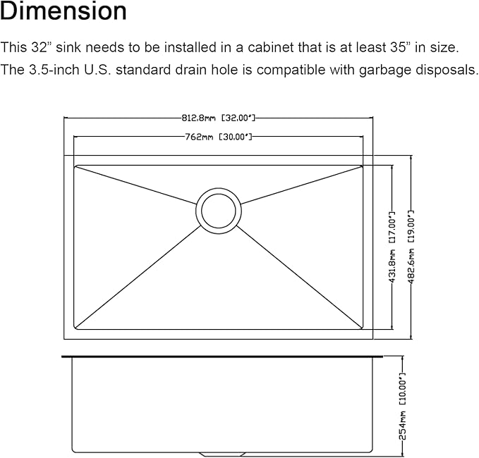 Darker Black 32x19 Inch Undermount Kitchen Sink - CELAENO Modern 16 Gauge Extremely Durable Single Bowl Stainless Steel Sink with Anti-scratches Nano Surface