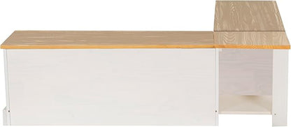 Linon Tobin Natural & White Dining Nook with Hidden Storage Spaces Includes Apple Green Cushion Set and Pillows