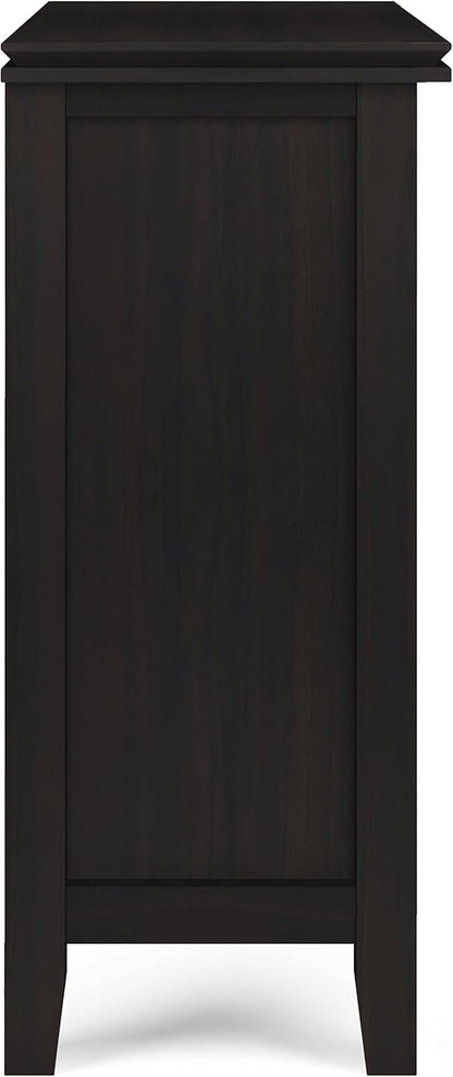 SIMPLIHOME Artisan Storage Cabinet - 30 inch Wide Solid Wood Low Storage Cabinet in Hickory Brown, Contemporary Accent Cabinet for Living Room or Dining Room with Glass Doors and Adjustable Shelves