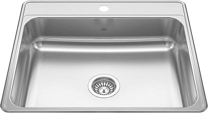 Kindred CSLA2522-7-1N Creemore 25-in LR x 22-in FB x 7-in DP Drop In Single Bowl 1-Hole Stainless Steel Kitchen Sink, 25" x 22"