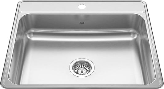 Kindred CSLA2522-7-1N Creemore 25-in LR x 22-in FB x 7-in DP Drop In Single Bowl 1-Hole Stainless Steel Kitchen Sink, 25" x 22"