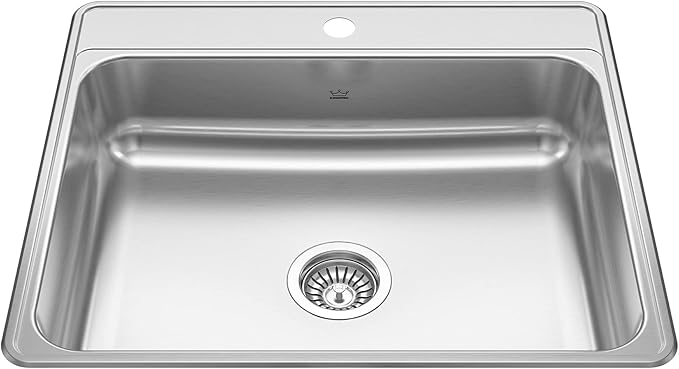 Kindred CSLA2522-8-1CBN Creemore 25-in LR x 22-in FB x 8-in DP Drop In Single Bowl 1-Hole Stainless Steel Kitchen Sink, 25" x 22"