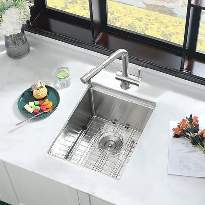15 Inch Bar Sink Undermount Workstation-iAnomla 15x19 Small Kitchen Sink Undermount Rv Sinks 16 Gauge Stainless Steel Single Bowl Deep Wet Bar Sinks Outdoor Kitchen Basin with Cutting Board