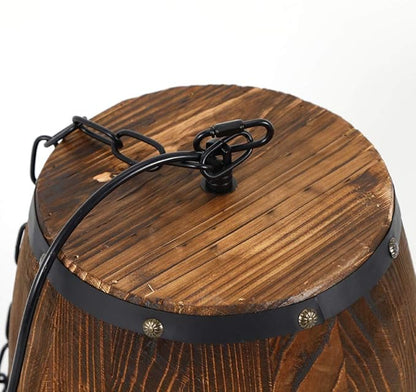 Whiskey Barrel Light Fixture Bar Lamps Hanging Retro Wine Barrel Wood Lighting Fixtures Rustic Restaurant Cafe Kitchen Bar Light Crafts Pendant Nostalgic Country Antique Chandelier