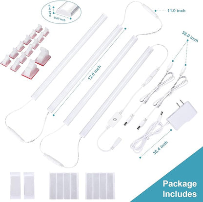 Under Cabinet LED Lights, Dimmable Under Cabinet Lighting, 4 Pack LED Lights for Kitchen Under Cabinet, Under Counter Light Natural White 4500K