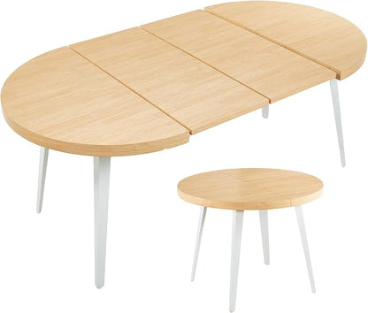 Extendable Dining Room Table, 70.87”-39.37”Large Oval Kitchen Table Set for 4 to 6 People，Wood Tabletop Foldable Tables for Conference Room (1 Table Only Oak)