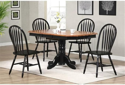 Pemberly Row Dining Side Chairs, 38" H Solid Rubberwood, Black and Cherry Finish, Set of 2, Vintage American Style, Comfortable Farmhouse Kitchen or Dining Room Seating, No Assembly Required