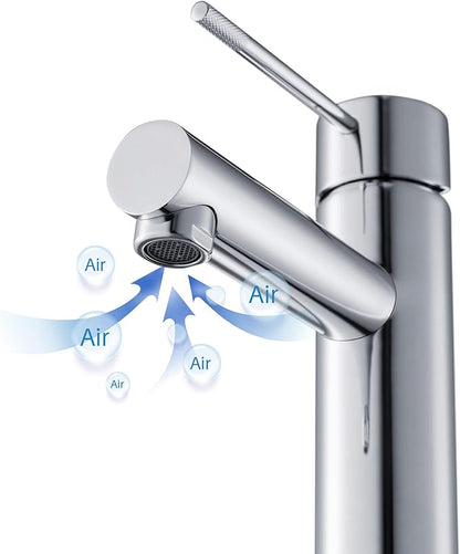 KIBI KBF1010 Solid Brass Single Handle Single Hole Circular X Faucet for Bathroom Sink | High Arc Faucet Spout | Chrome Finish | Corrosion and Rust Resistant