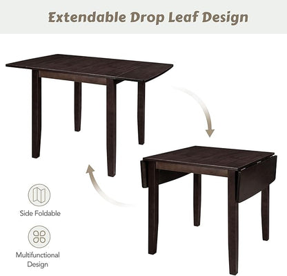 Wood Dining Table Set with 2 X-Back Chairs,3-Piece Drop Leaf Breakfast Nook Table with Chairs for Kitchen Room (Espresso)