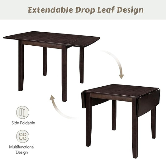 Wood Dining Table Set with 2 X-Back Chairs,3-Piece Drop Leaf Breakfast Nook Table with Chairs for Kitchen Room (Espresso)