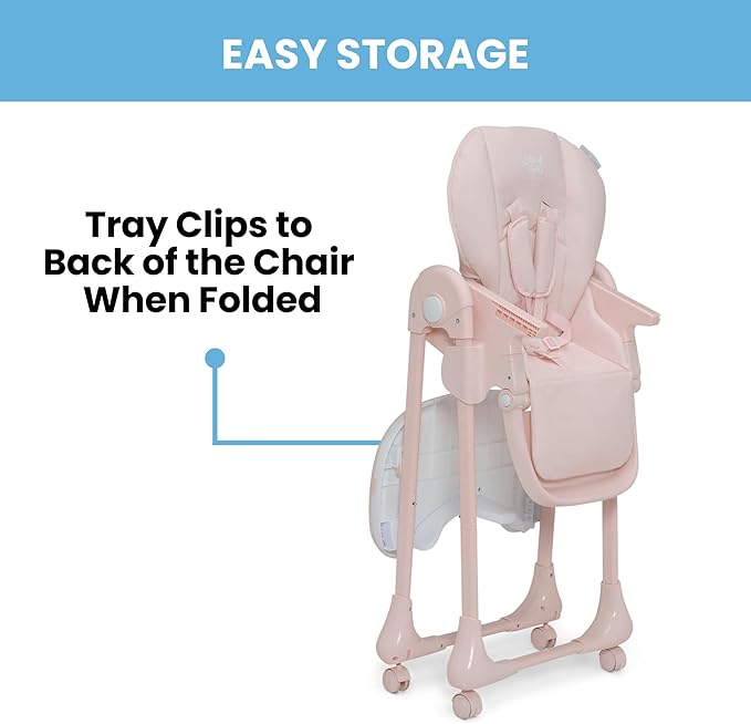 Little Folks by Delta Children 2-in-1 SlimFold High Chair for Babies and Toddlers, Pink