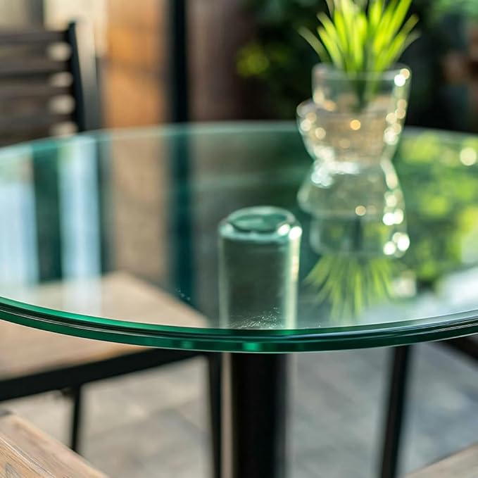 16" Round Tempered Glass Table Top, Clear Surface Flat Polished Edge for Furniture Protection Patio Dining Coffee End Tables (16 inch)
