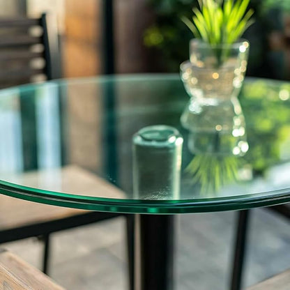 16" Round Tempered Glass Table Top, Clear Surface Flat Polished Edge for Furniture Protection Patio Dining Coffee End Tables (16 inch)
