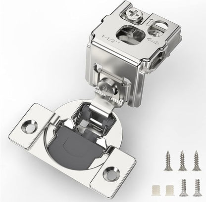 Furniware 30 Pieces 1-1/2 inch Overlay Soft Close Hinges for Kitchen Cabinet Hinges Satin Nickel Hidden Hinges Soft Closing Cabinet Hinges Stainless Steel Concealed Hinge self Closing 105 Degree