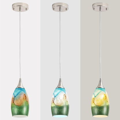 GLADFRESIT Coastal Harmony Pendant Light for Kitchen Islands – Nature's Canvas with Grassland, Beach, and Wave-Inspired Shades, Pack of 3 for Dining Room, Entryway (Bulb Excluded)
