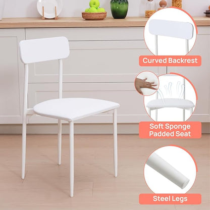 Walsport Round Dining Table Set for 2, 3-Piece Wood Tabletop Samill Kitchen Table and Chairs with Strong Metal Frame, Space-saving Modern Dinette with Chairs for Living Room, Apartment, Office (White)